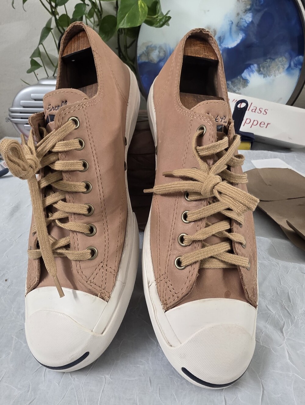Converse Jack Purcell  Leather Sand Dune Men Men Sz 11 Women Sz 12.5